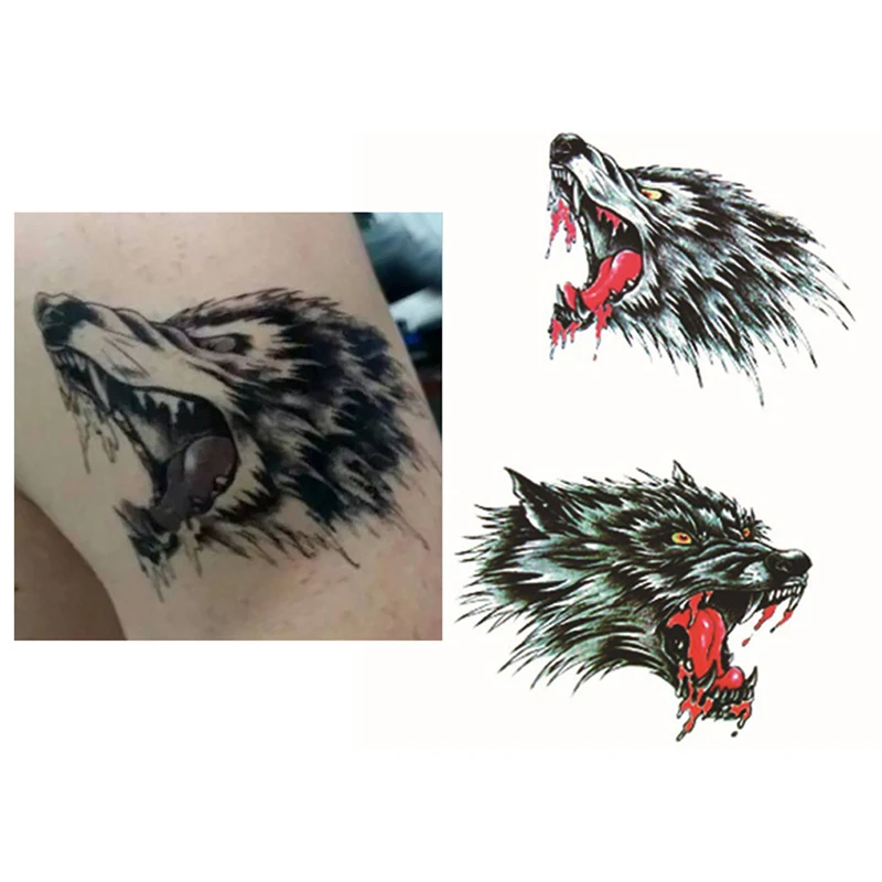 Fashion Waterproof Temporary Tattoo Sticker Decals Fake Tatoo  Art Taty Wolf Head Pattern Tattoo Sticker