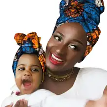 2 шт. 4 типа хлопок Африканский головной платок обернутый головной убор Родитель Ребенок традиционный Воск Принт головные уборы женские аксессуары для волос ткань