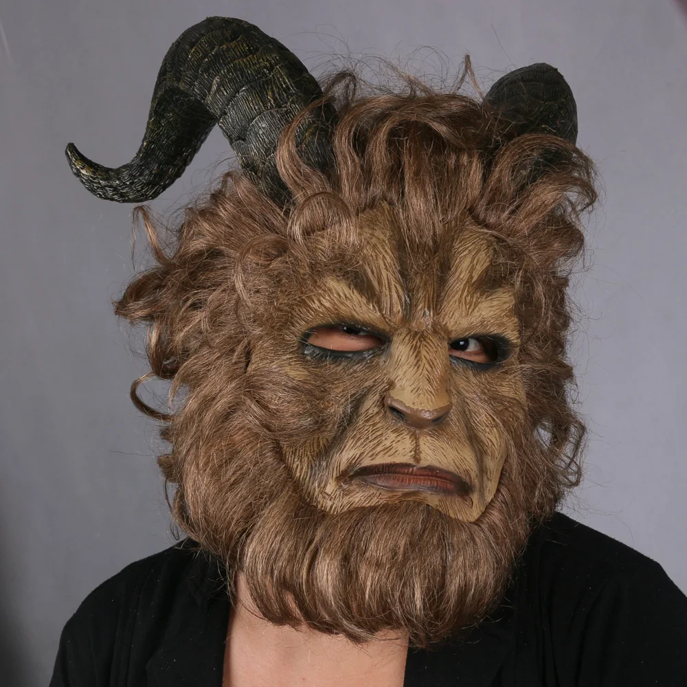 Hot Movie Beauty and the Beast Adam Prince Mask Cosplay Horror Mask Latex Lion Helmet Halloween Party masquerade mask full face mask half face mask