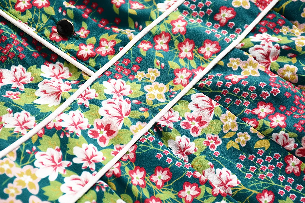 2019 Spring Summer Women short Sleeve Floral Print Elegant Casual Dresses Vestidos Robe Femme floral lapel print pleated Dress (7)