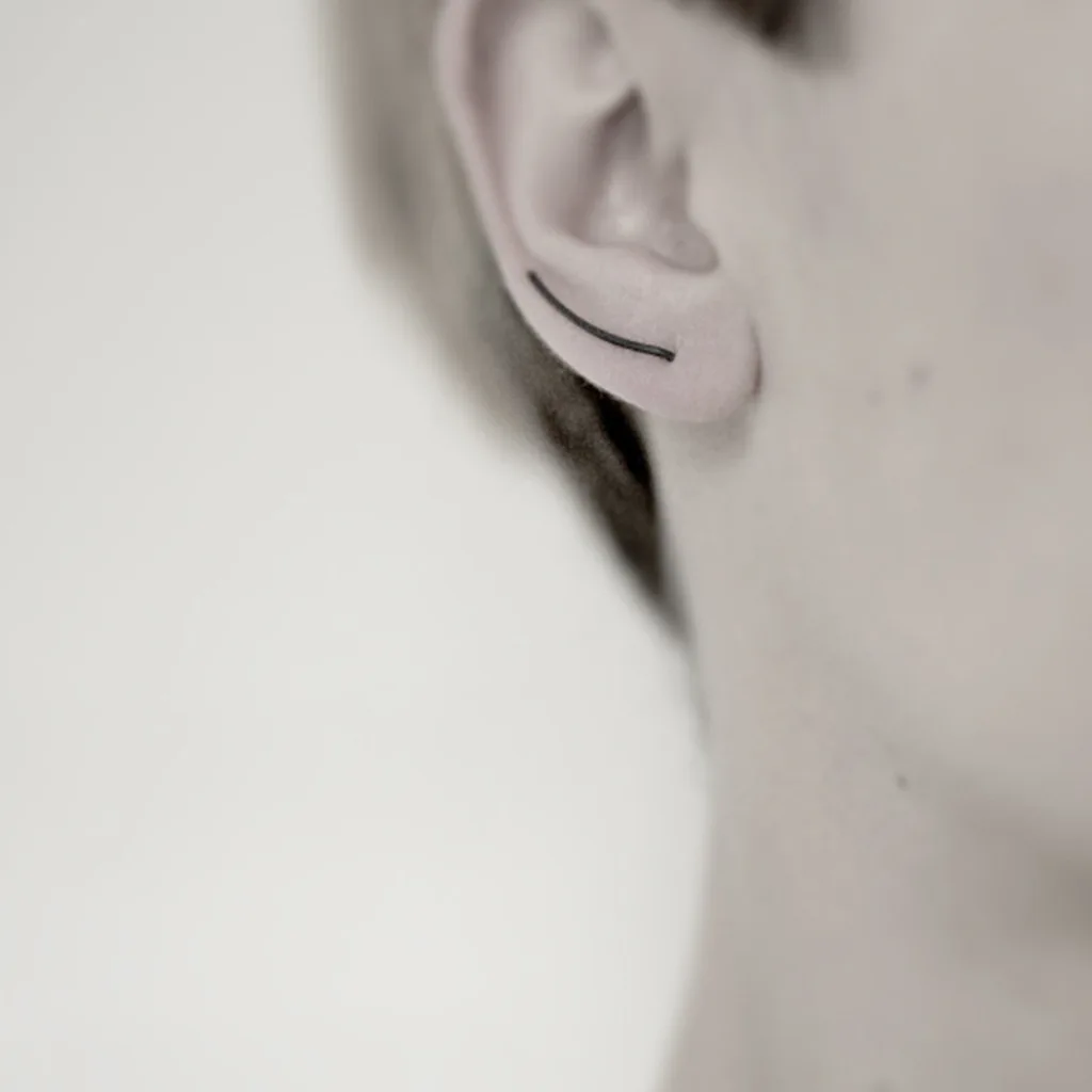 

New Brief Contemporary Minimalist Silver/Black Copper Line Bar Ear Climber Hook Earrings for Women Small Bar Ear Crawler