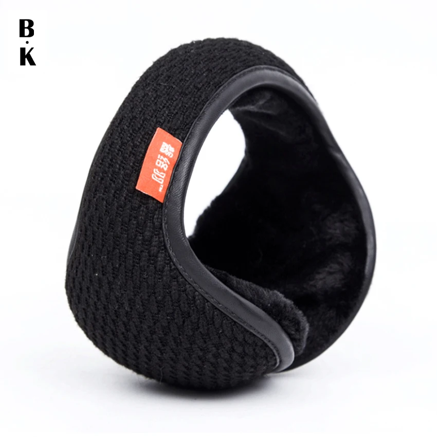 

Winter Knitted Earmuffs for Men Women Foldable Ear Warmers Ear Bag Adjustable Warm Plush Earmuffs Earflap Back Wear