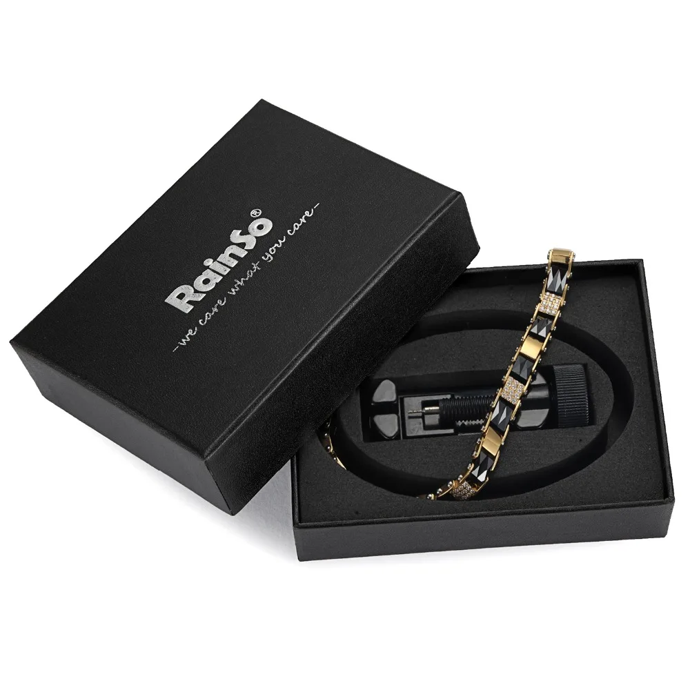 Браслеты с цирконом Rainso для леди блестящие три ряда сверло элегантные роскошные черные керамические браслеты ювелирные изделия для женщин ORB-230