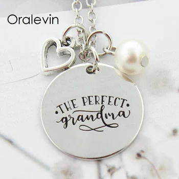 

THE PERFECT GRANDMA Inspirational Hand Stamped Custom Necklace Grandma Gift Jewelry,10Pcs/Lot, #LN711