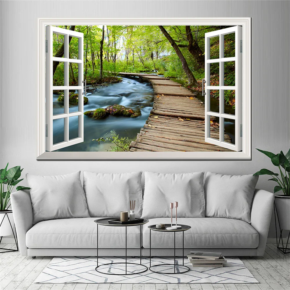 Günstige Landschaft Leinwand Drucke Wand Kunst Bild Wald Landschaft Außerhalb der Fenster Home Decor Leinwand Malerei Poster für Wohnzimmer