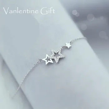 

Fine Jewelry 925 Sterling Silver Stars Pendant Statement Pendant Necklace Valentine's Day Christmas Woman Jewelry Gift