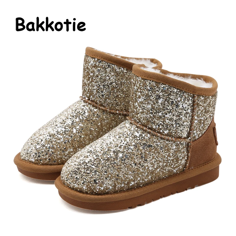 

Bakkotie 2018 New Winter Fashion Baby Girl Snow Boots Children Black Warm Shoes Kid Brand Ankle Shoes Boy Sequin Soft Shoes