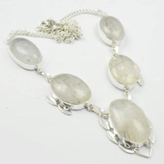 

Black Rutile Necklace Silver Overlay over Copper, 47.5 cm, N2368