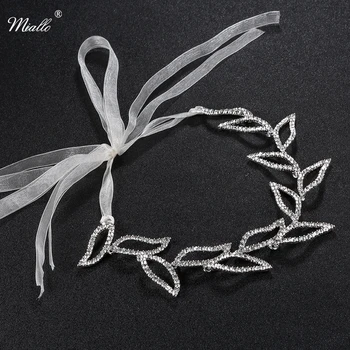 

Miallo Fashion Austrian Crystal Leaves Women Headband Wedding Hairpieces Bridal Hair Jewelry Accessories Headdress Bride's Tiara