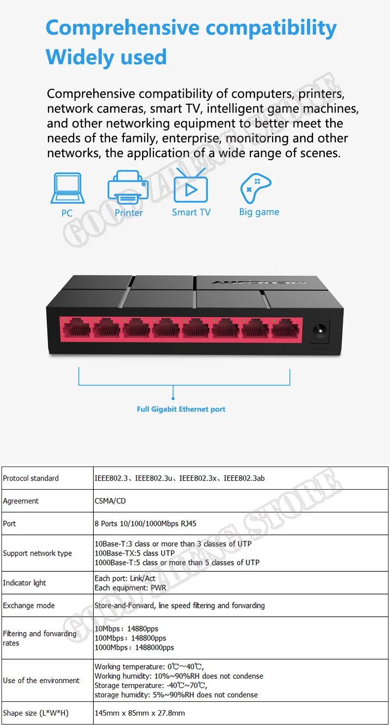 MERCURY SG108M 8 Порты и разъёмы гигабитный коммутатор 10/100/1000 Мбит/с Ethernet сетевой настольный коммутатор