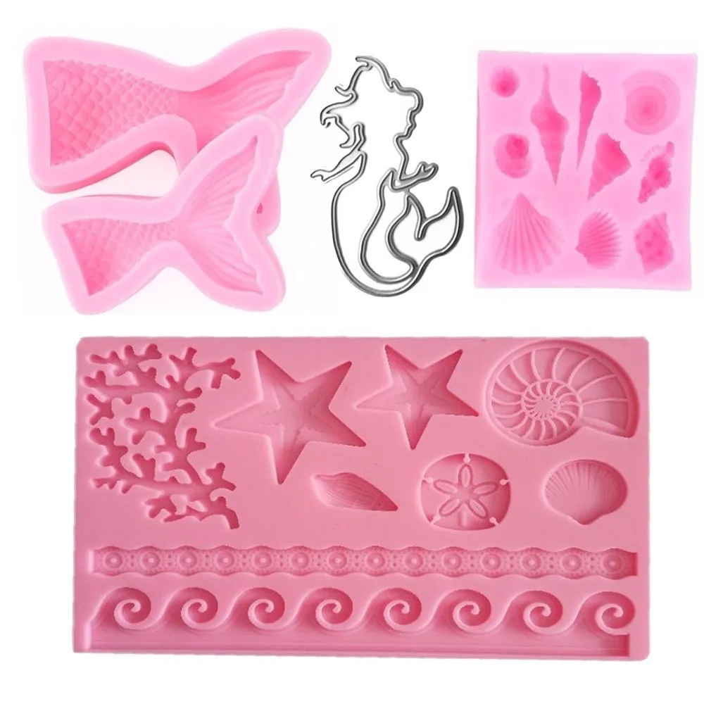 5pcs/set Ocean Sea Life Theme Silicone Cake Mould 3d Chocolate Soap