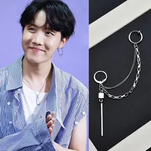 1 шт. Kpop V серьги Bangtan обувь для мальчиков JIN SUGA Цзиминь кисточкой Длинные Нержавеющая сталь цепи серьги с кисточками ювелирные изделия
