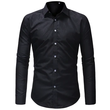 

Men Long Sleeve Shirt Chemise Homme 2018 Brand New Mens Casual Button Down Dress Shirts Men Wedding Business Party Shirt Male