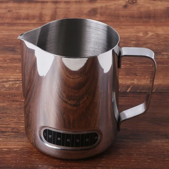 

Stainless Steel Milk Frothing Jug Barista Coffee Pitcher With Thermometer 600ml