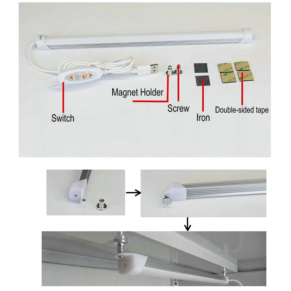 5V LED Book Lamp Student School Dormitory Reading Light USB Switch Adjustable LED Strip for Office Work Children Study Desk Lamp