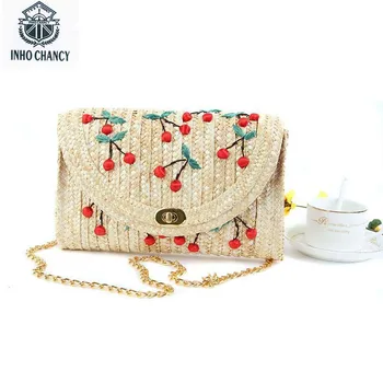 Bolso de mujer con bordado tejido, diseño de frutas, estilo bohemio, Mini bolso de mano para mujer