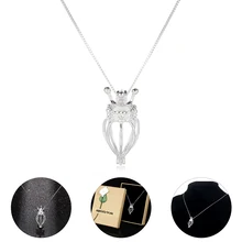 

1pc Real Italy 925 Sterling Silver Necklaces with Crown Pendants Lockets Necklaces Elegant Silver Pendants for Pearl Necklaces