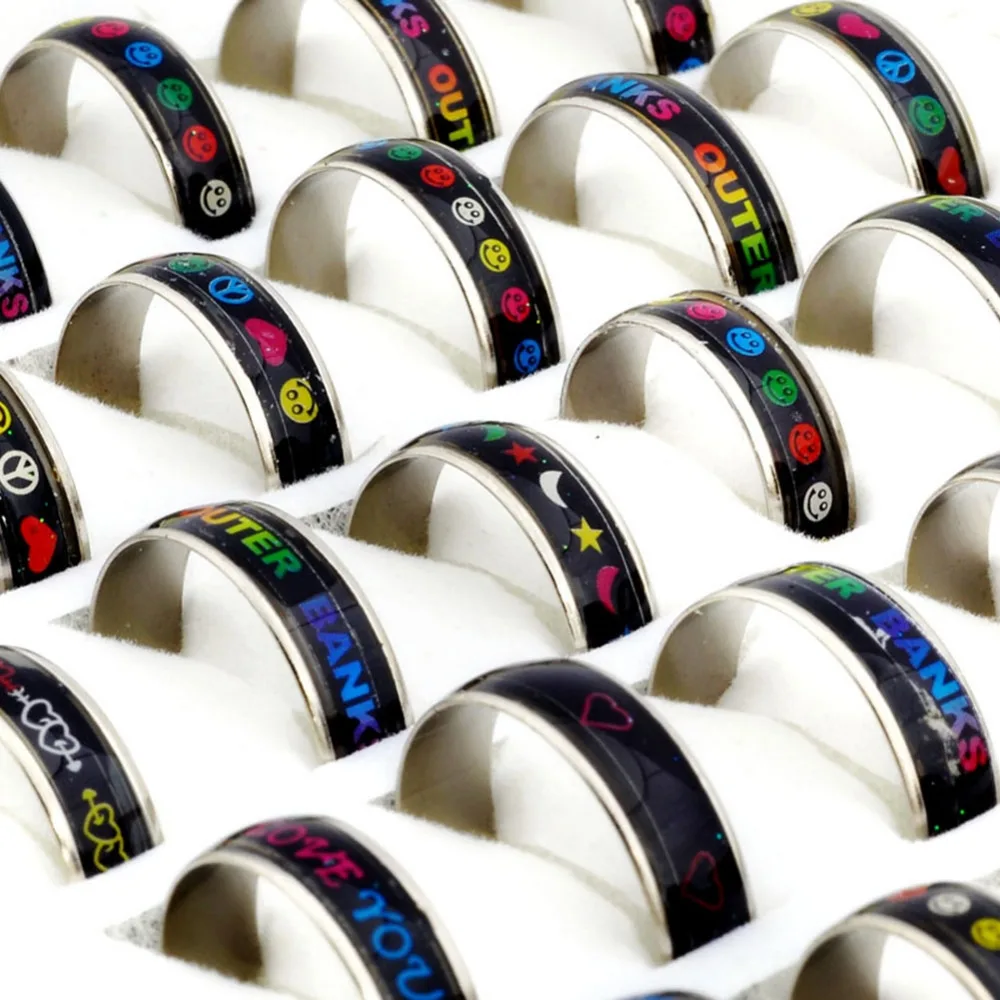 Wholesale 50Pcs Lots Change Multi Color Mood Rings Wholesale Bulk