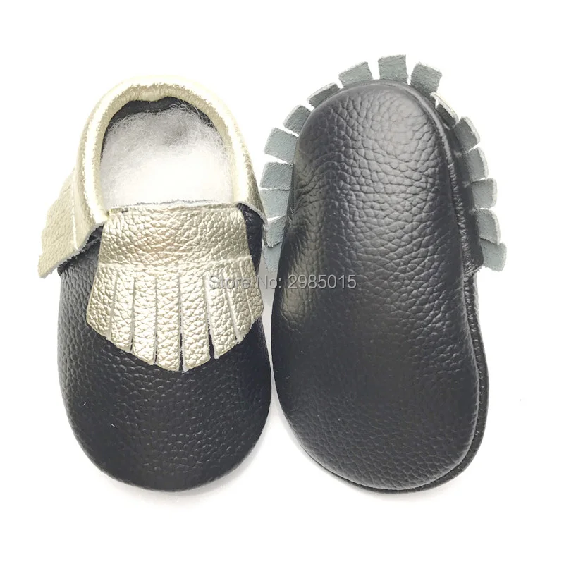 Free Shipping Gold Tassels Genuine Leather Newborn Baby Boy Girl Baby Moccasins Soft Moccs Shoes First Walkers Crib Shoes