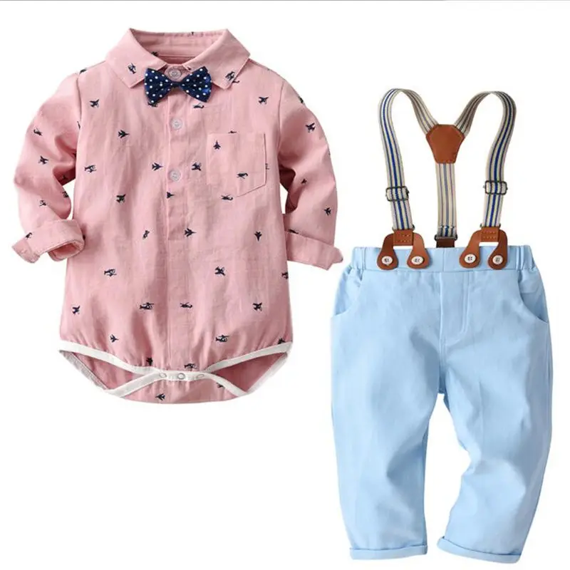

Boy's Gentleman's Suit, Baby Long-Sleeved Jumpsuit, Bow Tie, Bib