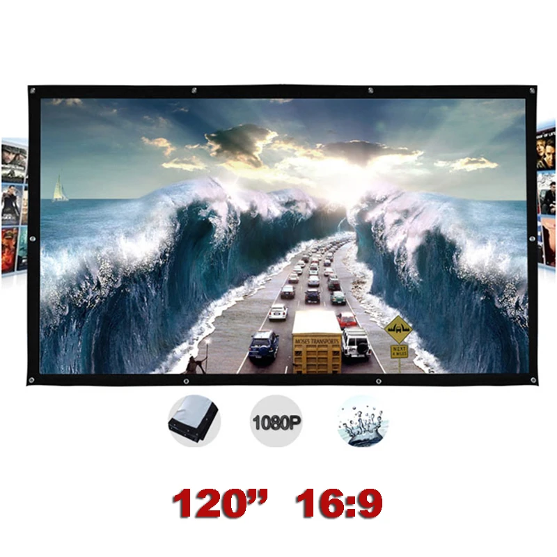 

120 inches 16:9 Portable Wall Mounted Canvas Folding Outdoor Projector Screen