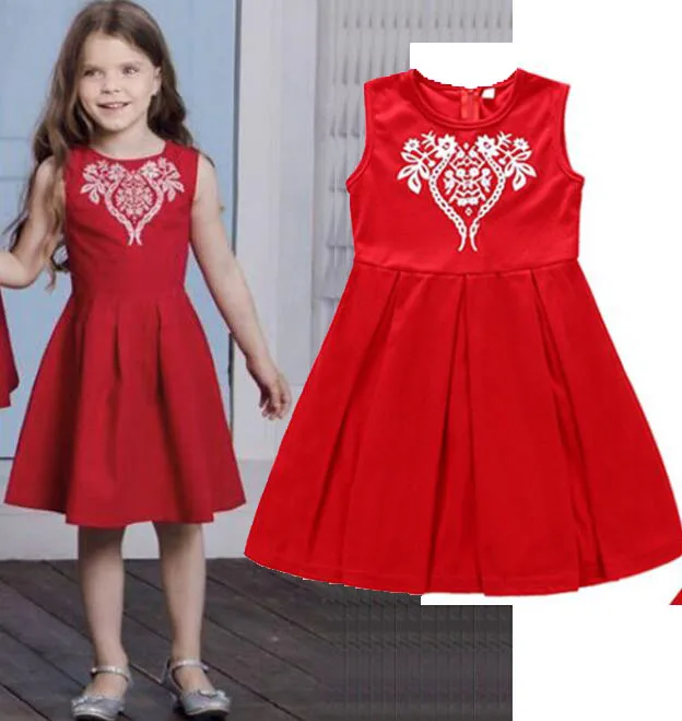 5pcs/lot Baby girls dress kids children clothing red princess girl