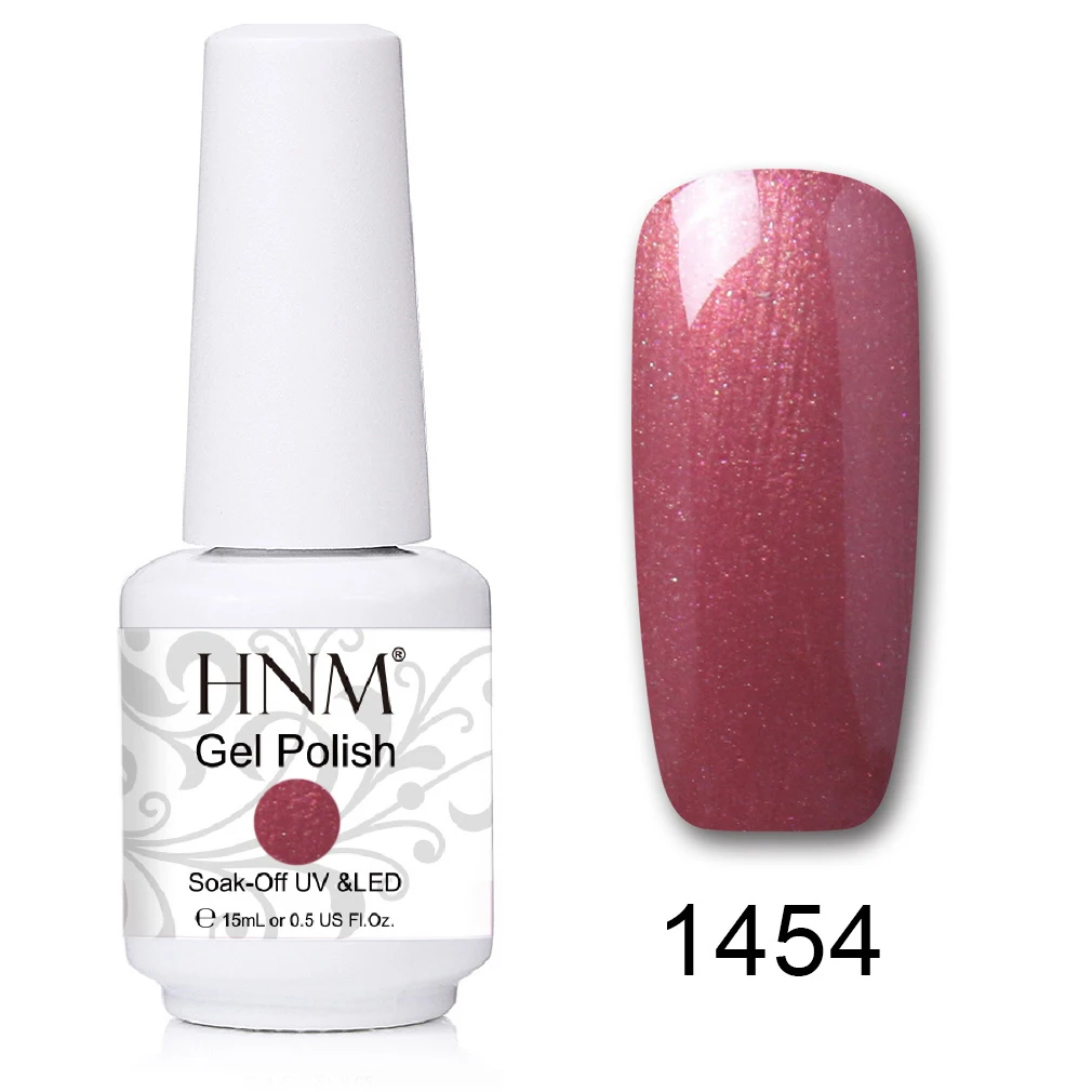 HNM 241 Colors 15ml Pure Glitter UV Gel Nail Polish Soak Off Primer LED Lamp GelLak Hybrid Varnish For Nails Art Enamel Lacquer - Цвет: 1454