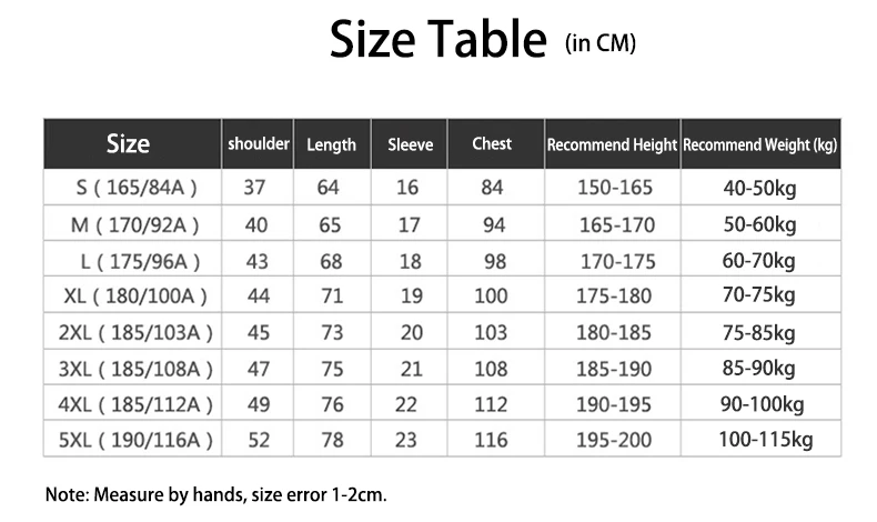 Size Table 790
