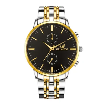 Mens Stainless Steel Watch - Black/Gold