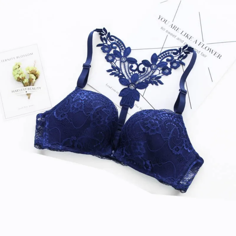  Women Sexy Bra Front Closure Lace bra Racer Back Seamless Women's Push Up Sexy plunge Bras For Wome