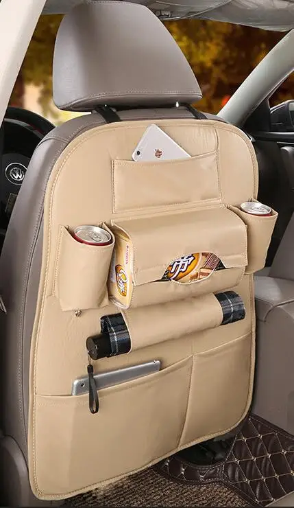 Авто новое автомобильное сиденье сумка для хранения висячие Сумки Автомобильная сумка на спинку кресла автомобиль безопасности детское сиденье автомобиль steat Задняя сумка многофункциональный ящик для хранения - Название цвета: Beige