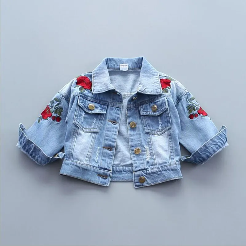 winter floral denim jacket