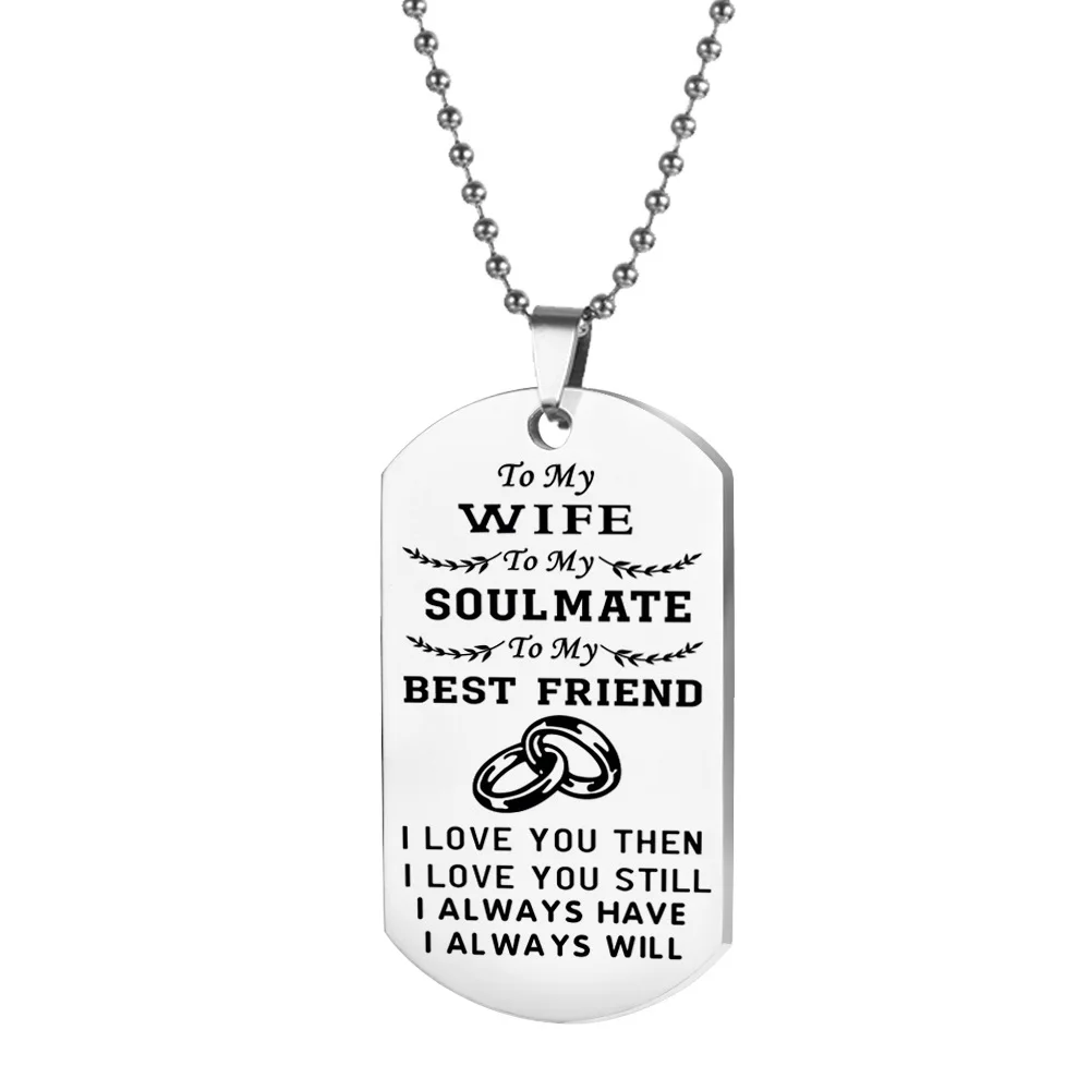 1 шт. ожерелье для пары ювелирные изделия My Soulmate I Love You Dog Tag ожерелье s для женщин хороший подарок для друга, подруги, жены, жены