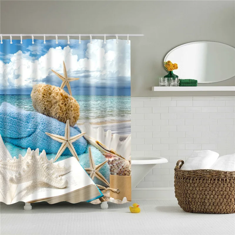 Морской пейзаж, Пляжная 3D ткань, полиэстер, занавеска для душа, s в ванной, занавеска для душа, водонепроницаемая, занавеска для ванны, cortina de ducha - Цвет: TZ161020