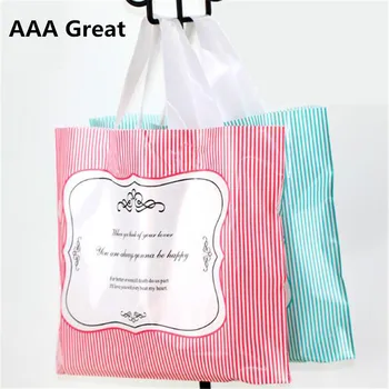 

AAA Great 50pcs/Lot Gift Bags Handles Plastic Bag For Clothes Storage Bag Party Supplies Shopping Bag Package Wedding Decoration