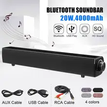 20 Вт HiFi Bluetooth динамик Саундбар 4000 мАч беспроводной бас стерео семья звук бар сабвуфер с микрофоном USB Aux для компьютера