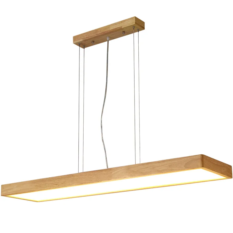 

Restaurant lamp 18W 3 colors dimmable 60*20CM chandelier wooden ceiling lamp rectangular bar Japanese-style LED solid wood