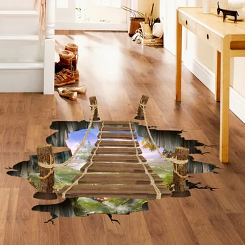 

3D drawbridge simulation Floor/wall stickers for kids rooms decals home decor landscape False windows Wall sticker decoration