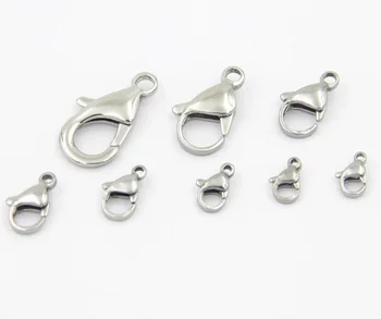 

316L Stainless Steel Lobster Claw Clasps For Jewelry Making Hook Clasp Findings 100pcs/lot