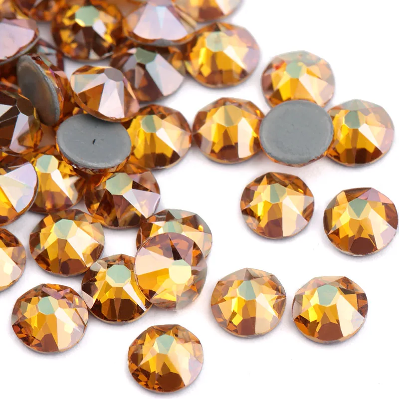 QIAO цвет покрытие серии Нежный AB Цвет SS16 SS20 8 большой 8 маленький кристалл стекло стразы горячей фиксации Стразы драгоценный камень - Цвет: Gold yellow AB