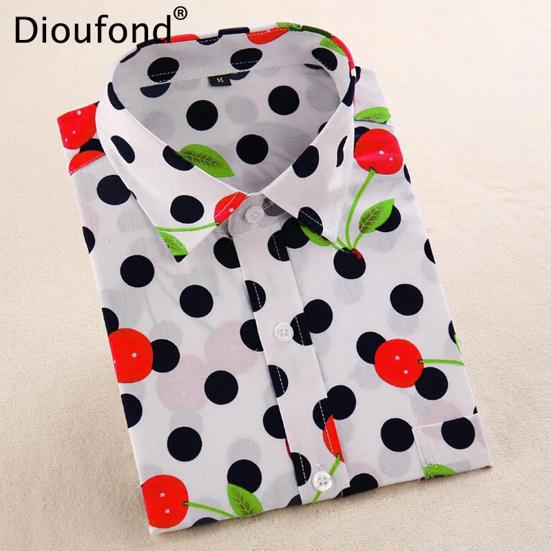 Dioufond Casual Polka Dot Shirts Female Plus Size Long Sleeves Blouses Women's Shirt Cotton Fashion Casima Feminina 2018 S-5XL Dioufond Casual Polka Dot Shirts Female Plus Size Long Sleeves Blouses Women's Shirt Cotton Fashion Casima Feminina 2018 S-5XL