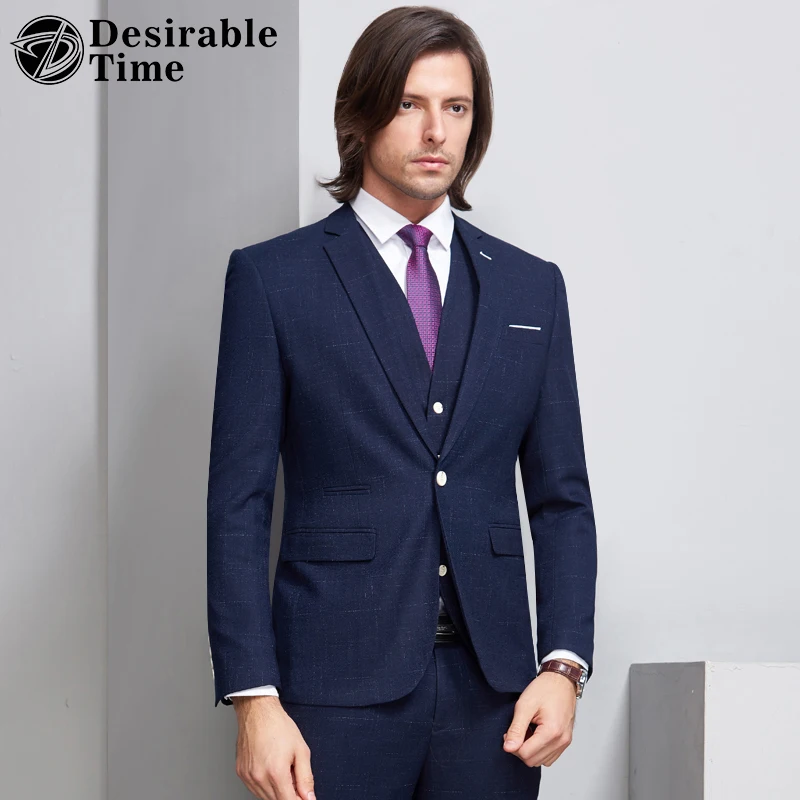 Buy Desirable Time Mens Dark Blue Pinstripe Suit Slim