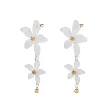 Горячая Распродажа Большой Белый цветок висячие акриловые серьги Модные Этнические металлические цветочные Эффектные серьги