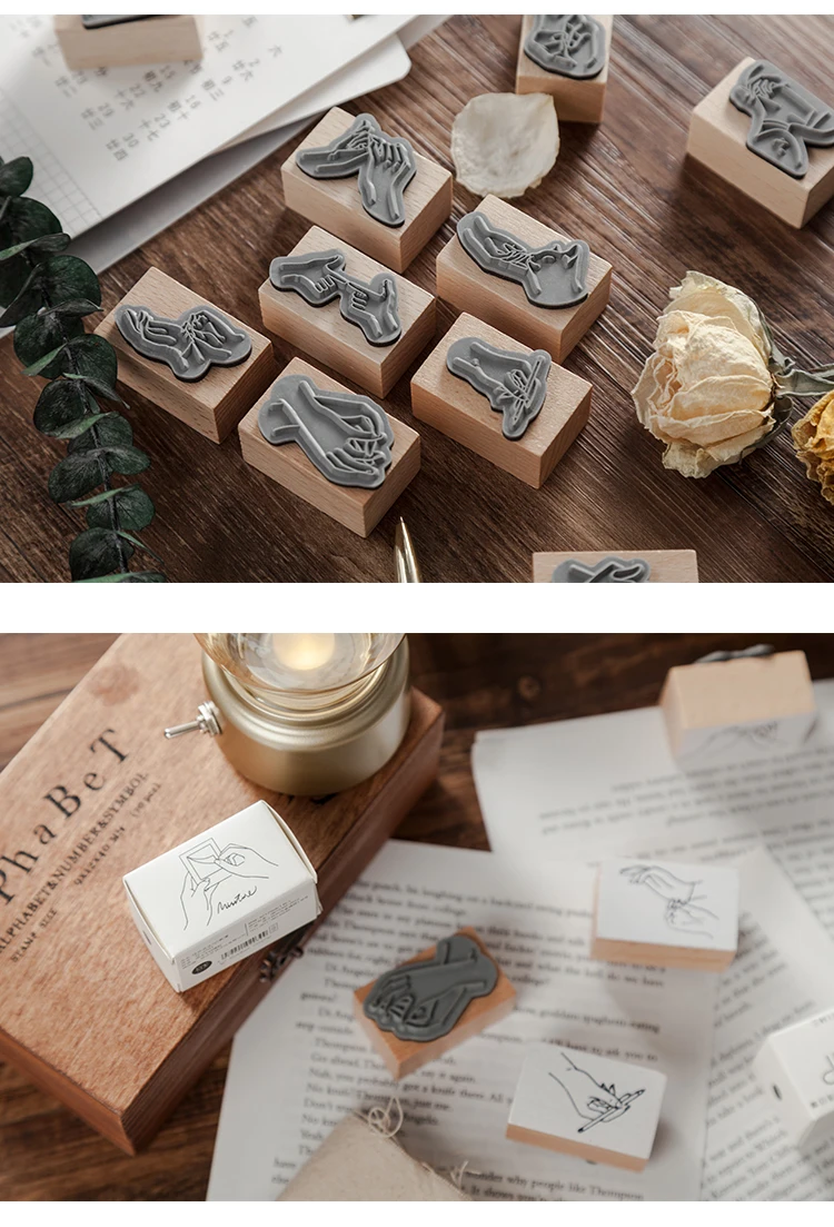 Креативные милые жест Дерево Штамп DIY craft Деревянные и резиновые штампы украшение для дневник в стиле Скрапбукинг Стандартный штамп YZ003