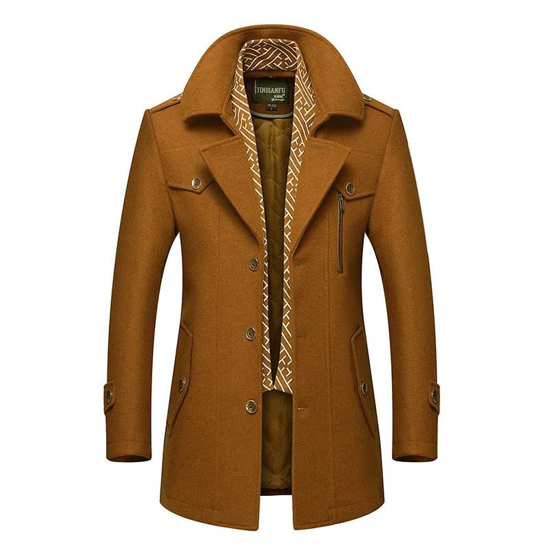 BOLUBAO, мужское зимнее шерстяное пальто, мужская мода, отложной воротник, теплая Толстая шерстяная смесь, шерстяное бушлат, мужской Тренч, пальто - Цвет: Yellow