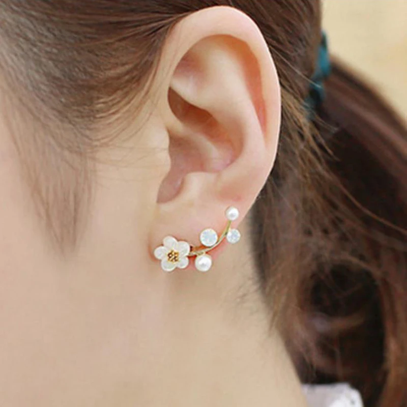 

1pair Fashion Pearl Flower Stud Earrings Elegant Temperament Women's Earrings Fashion Jewelry Female Accessories Fancy Earring