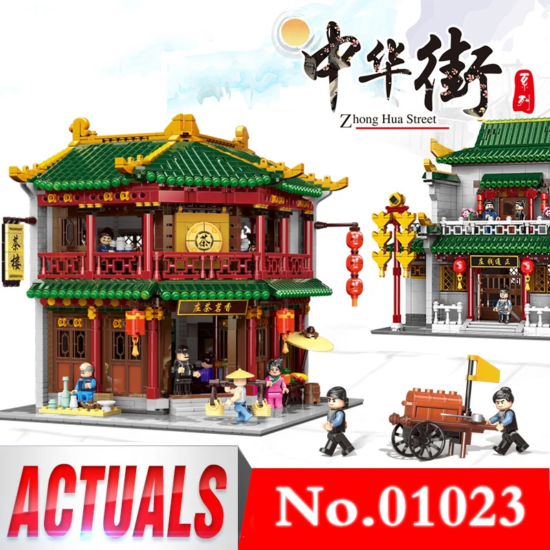 

XINGBAO 01021 3033Pcs Chinese Building Series The Toon Tea House Set Building Blocks Bricks Kids Toys Model Techine Gifts