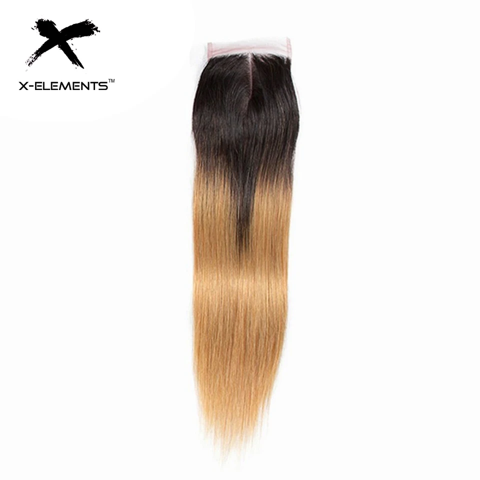 X-Element Brazilian Ombre Straight Hair Bundles With Closure T1B 27 Ombre Human Hair Weave With Closure 2 Tone Hair with Closure (12)