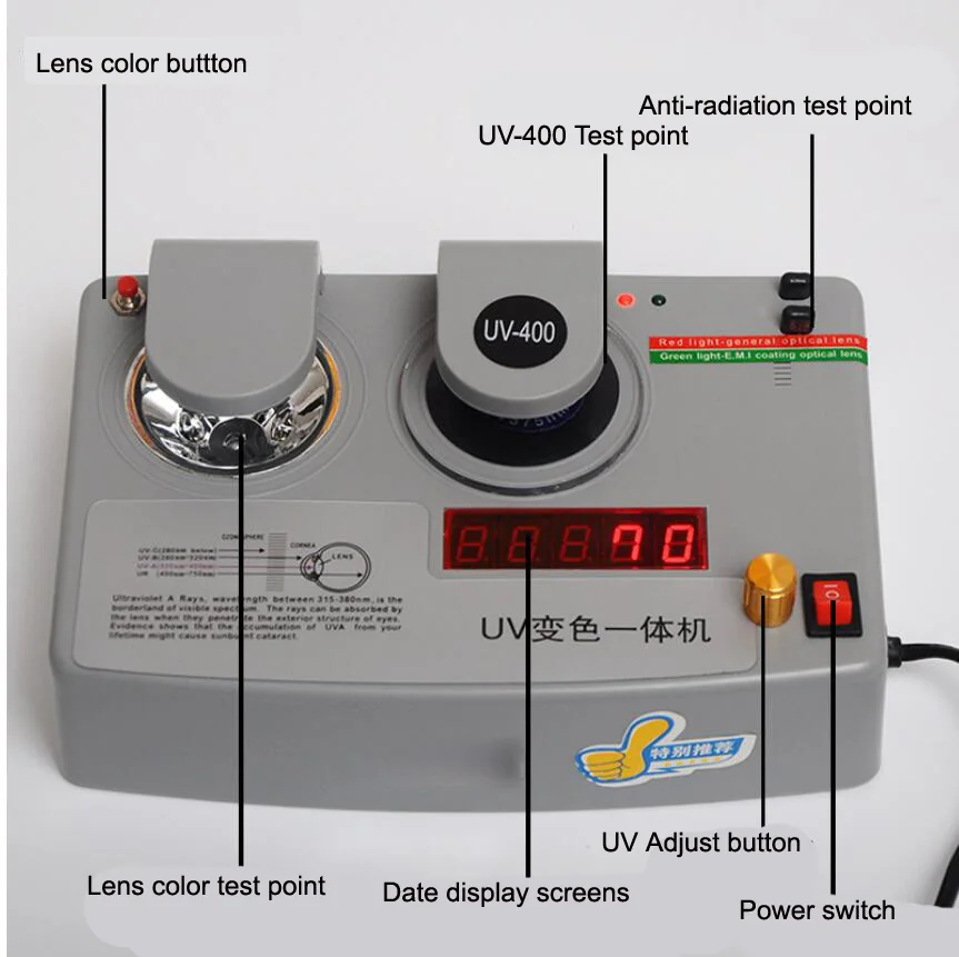 

AC 110V 50Hz UV-400 Color Lens Test Testing Instruments Optometry Equipment