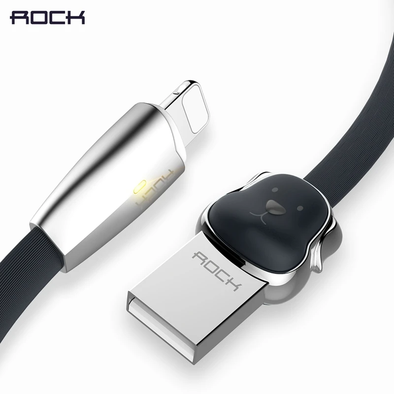 

ROCK Zinc Alloy Mascot USB Cable for iPhone X 8 7 6 6s Plus 5s SE, Dog LED Light USB Cable for Mobile Phone Cable for iPhone X